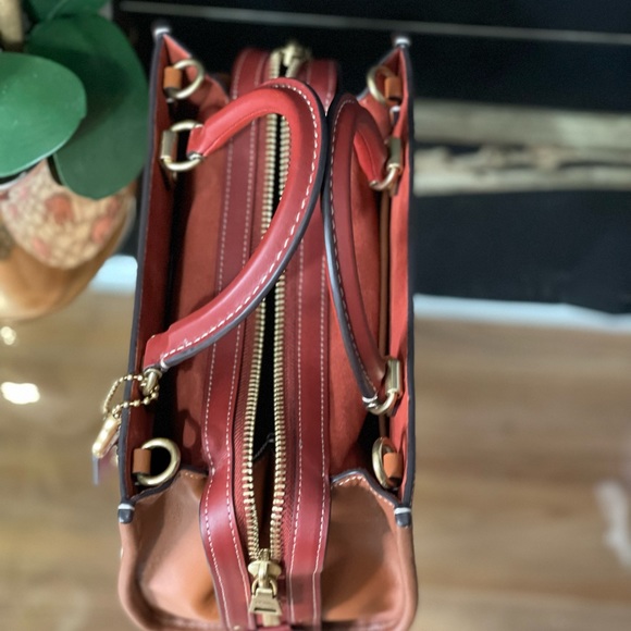 COACH Rogue 25 Cocoa Textile Jacquard Embroidered Elephant Motif Leather - Picture 6 of 11